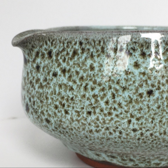 Sugar and creamer hand made speckled drip glaze green brown EUC unique vintage - Picture 3 of 16